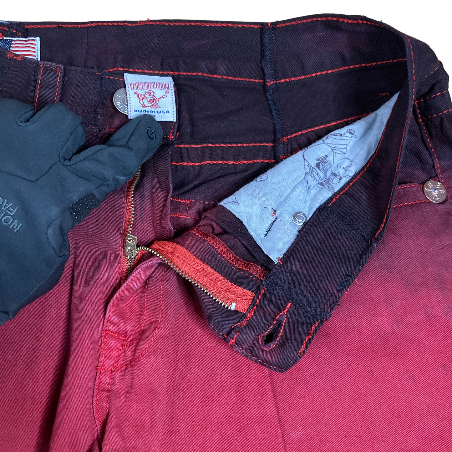 True Religion Red Gradient Over-dye pant 33"