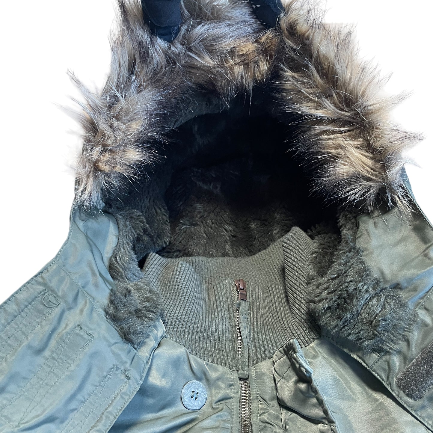 Repaired Military TYPE N-2B/ DECK JACKET Hybrid Style Jacket  MOD Fur Trim Nylon Olive [004]