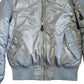 Repaired Military MA-1 Style Jacket Silver Nylon Reversible Orange lining [0012]