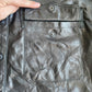 Repaired Black Leather Overshirt/Jacket - Military style pocket reinforcement. [001]