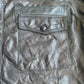Repaired Black Leather Overshirt/Jacket - Military style pocket reinforcement. [001]