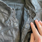 Repaired Black Leather Overshirt/Jacket - Military style pocket reinforcement. [001]