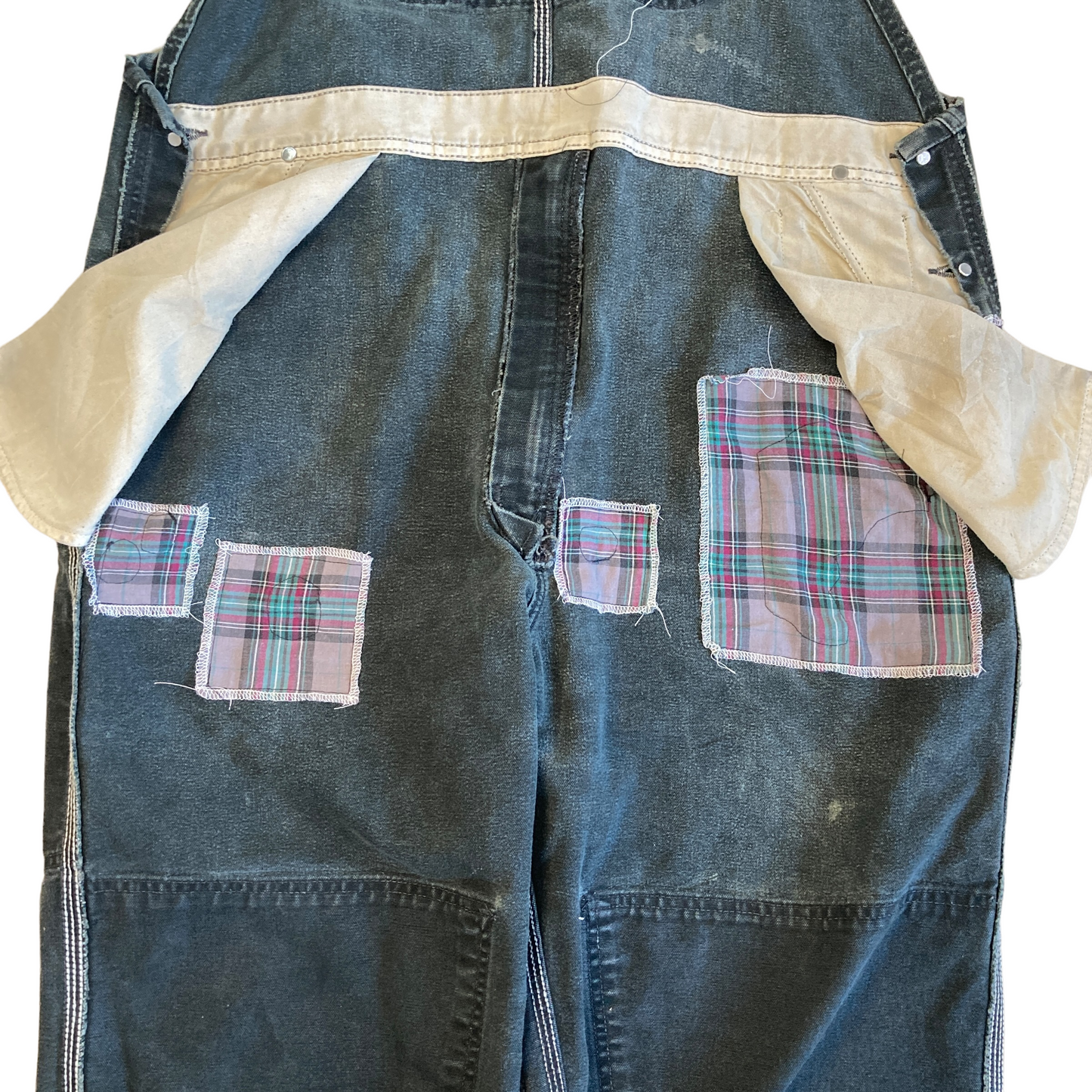 Carhartt Black Overall Plaid Repair and Strap Replacement [ 066 ]