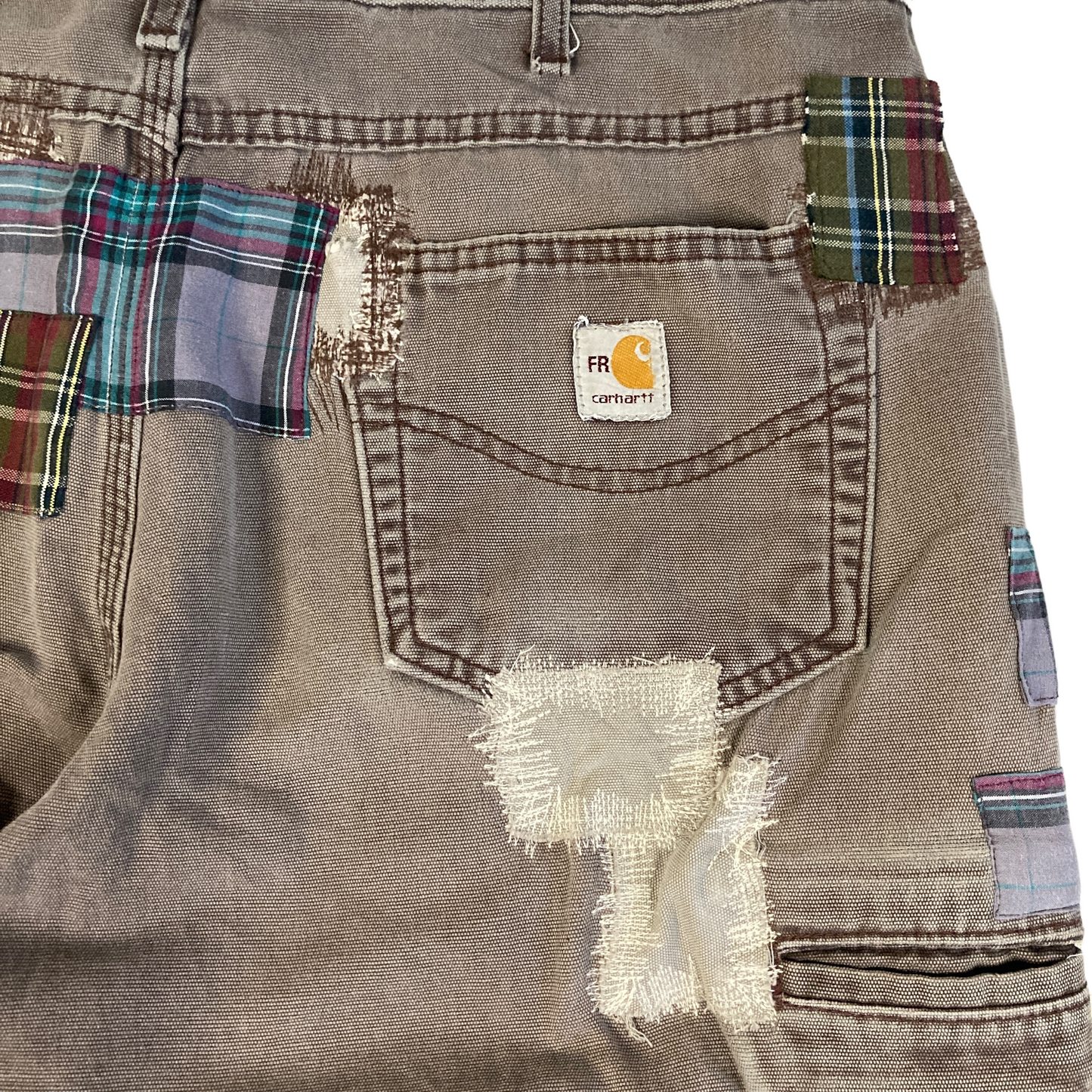 Carhartt Chocolate Plaid Patch Repaired Painter Pant  [ 031 ]