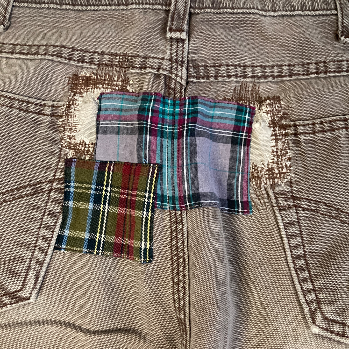 Carhartt Chocolate Plaid Patch Repaired Painter Pant  [ 031 ]