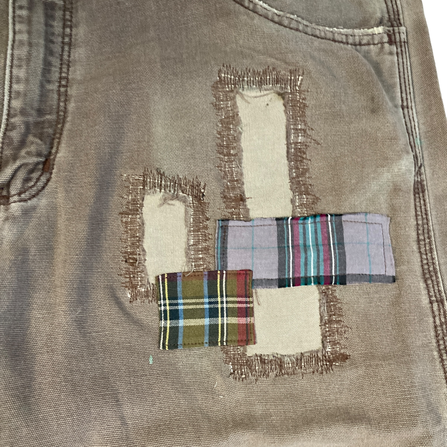 Carhartt Chocolate Plaid Patch Repaired Painter Pant  [ 031 ]