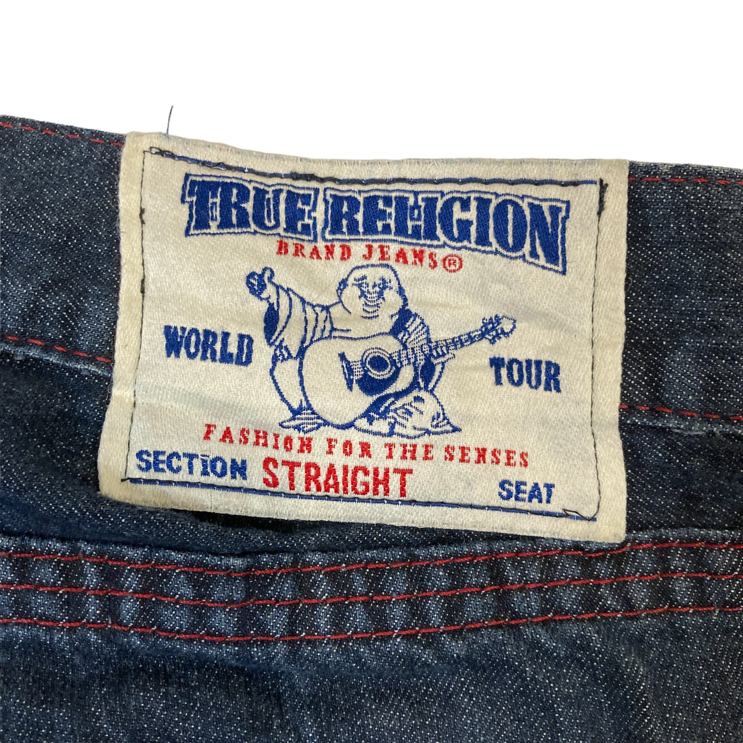 True Religion Denim Baggy Jeans Red Contrast Stitch 33"