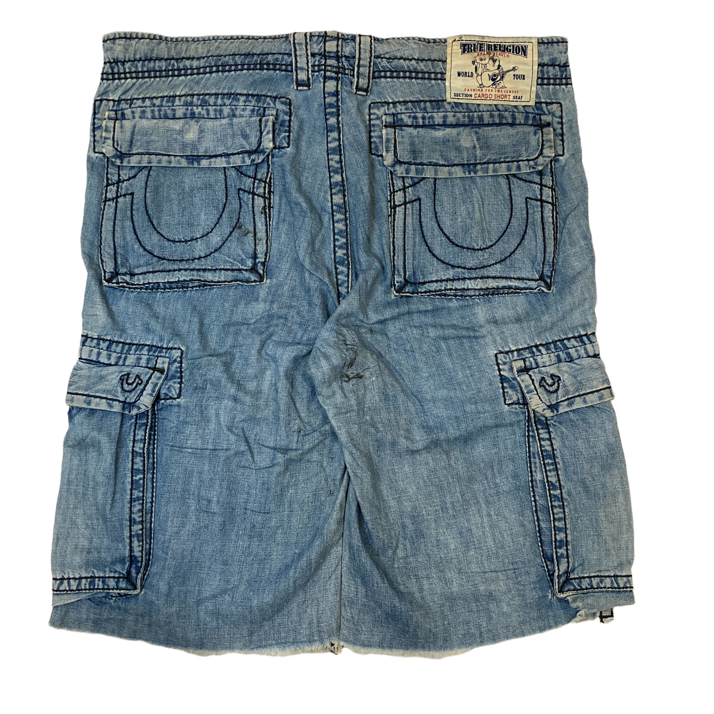 True Religion Light Baggy Denim Cargo Short 34"