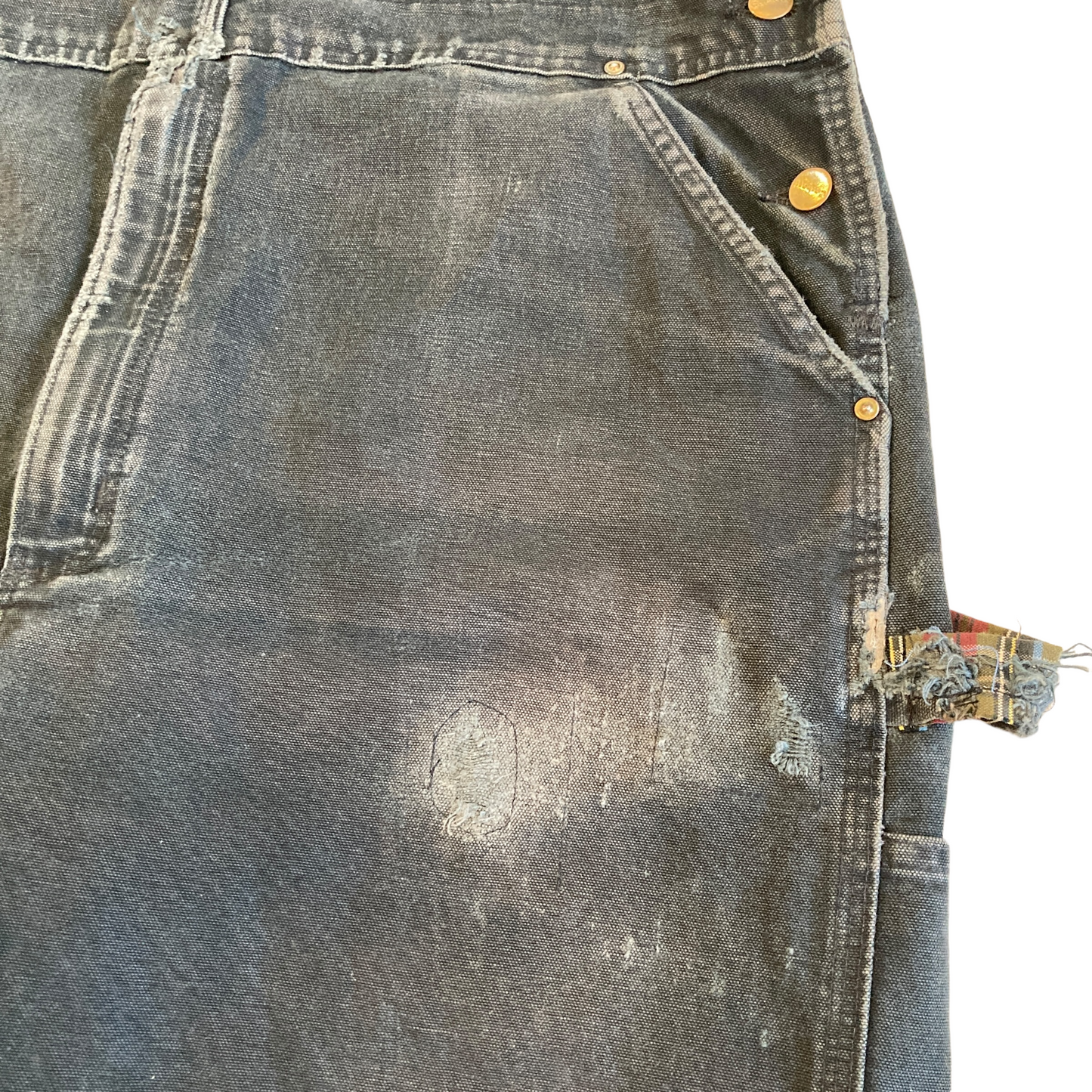 Carhartt Black Overall Plaid Patch Repair [ 067 ]