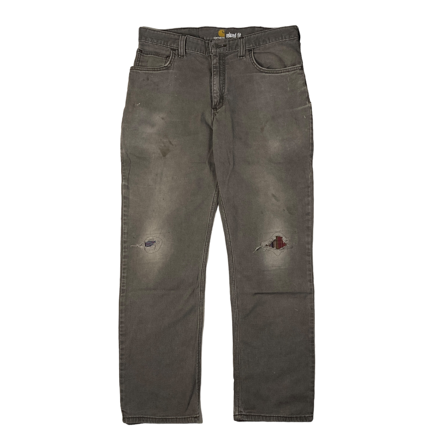 Carhartt Chocolate Double Knee Plaid Patch Pant  [ 034 ]